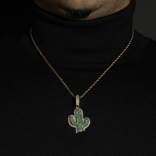 Gold Cactus Pendant